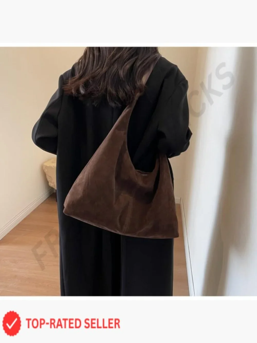 Classic Brown Suede Hobo Shoulder Bag